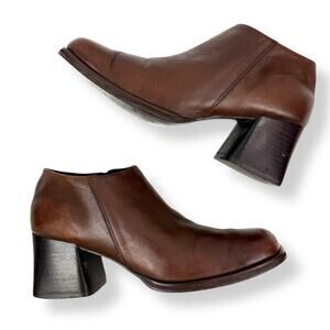 90's KENNETH COLE UNLISTED brown leather chunky heel square toe shoes